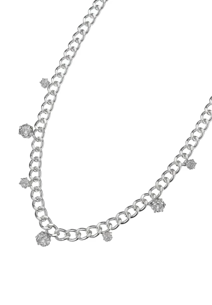 Leslii kurze Halskette Silberglieder Sterling Silber Glaskristalle Kostenloser Versand
