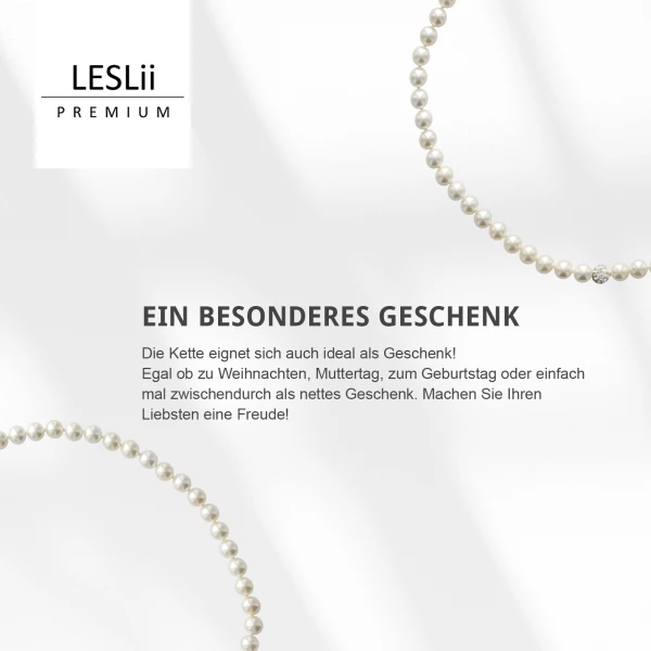 Leslii Damen-Kette Perlen-Collier weiße Perlen-Kette Strass-Kugel Weiß Fabrik Onlineshop