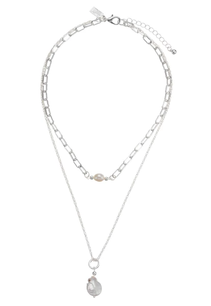 Leslii kurze Layering-Kette mit Süßwasserperlen Sonderangebot