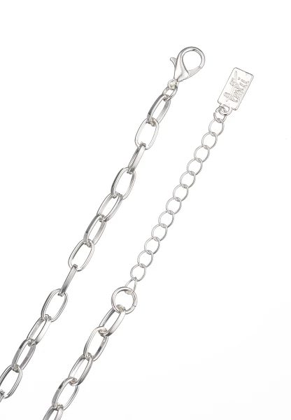 Leslii Kurze Halskette Glieder-Kette Glitzer Y-Kette in Silber Versandkostenfrei