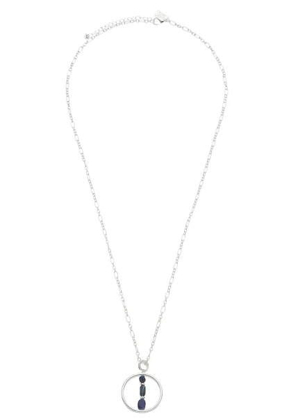 Leslii Lange Halskette Natursteine Silber Blau Flash Sale