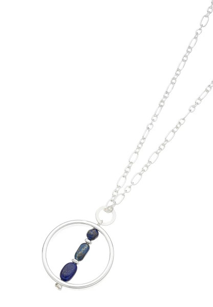 Leslii Lange Halskette Natursteine Silber Blau Flash Sale