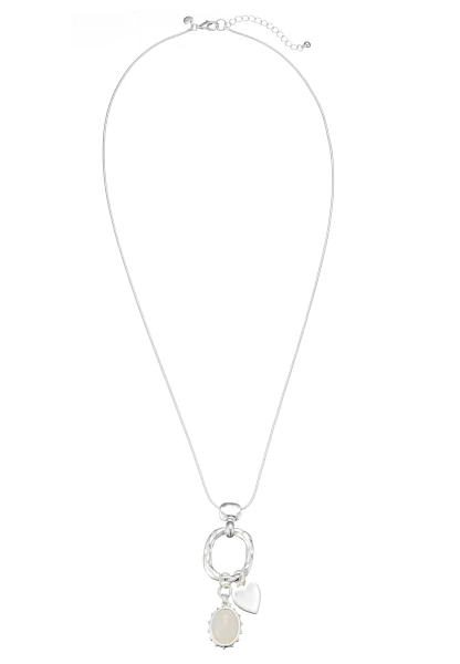 Leslii lange Schlangenkette Heart Stone | Silber Cyber Monday