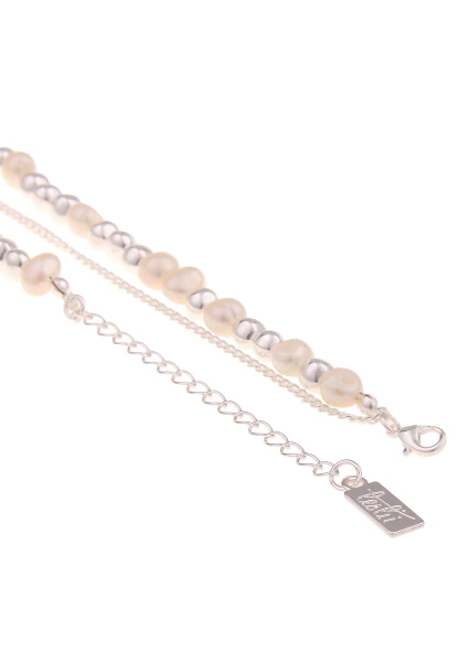 Leslii Halskette Layeringkette mit Gliedern und Süßwasserperlen Silber Online Outlet