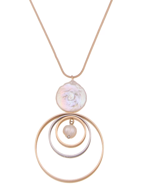Leslii Lange Kette Tricolor Ringe mit Perle Tägliche Deals