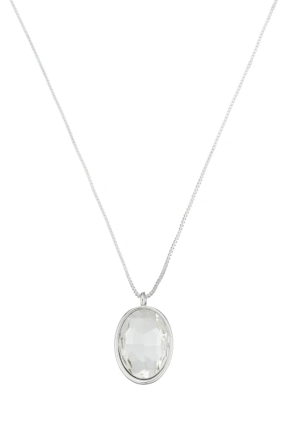 Leslii Lange Kette Oval Glasstein Silber Sonderangebote