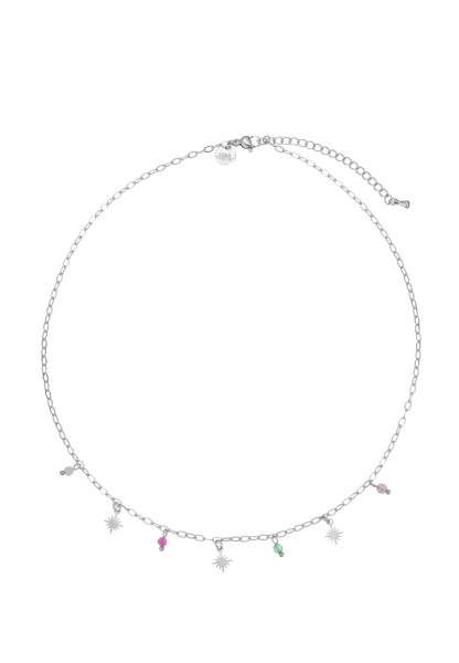 Leslii Kurze Kette Sonne Steine Silber Bunt Riesige Ersparnisse