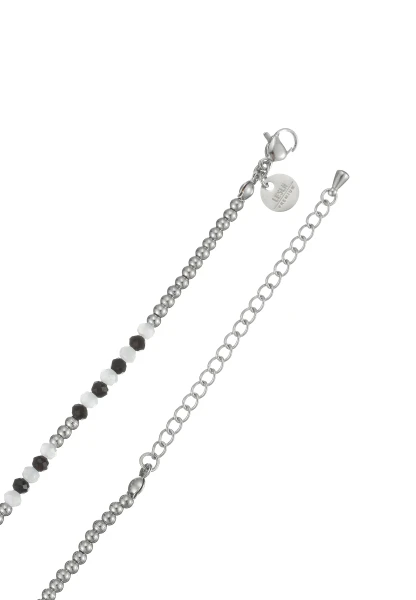Leslii Kurze Kette Glasperlen Edelstahl Schwarz Weiß Tiefpreis