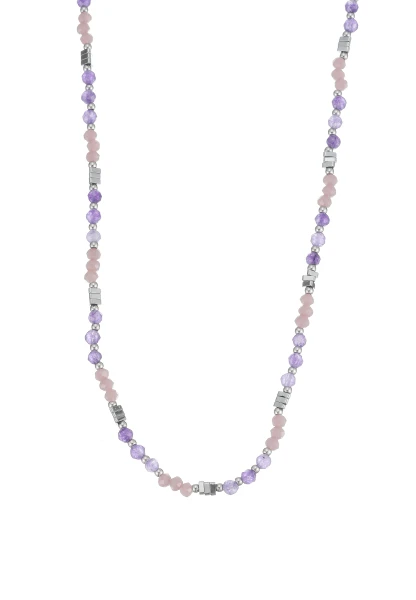 Leslii Kurze Kette Natursteine Stainless Steel Lila Kostenlose Rückgabe