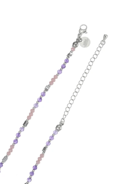 Leslii Kurze Kette Natursteine Stainless Steel Lila Kostenlose Rückgabe