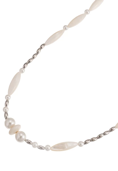 Leslii Kurze Kette Premium Collier Perlen Herz Collier in Weiß Silber Nur für heute