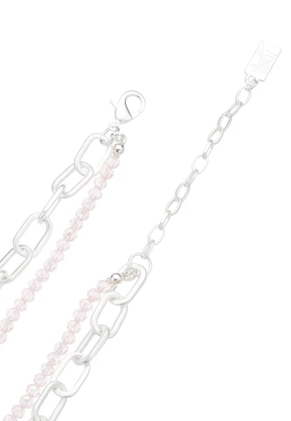 Leslii Layering Glieder-Kette Glasperlen Silber Beige Vierteljährliche Förderung