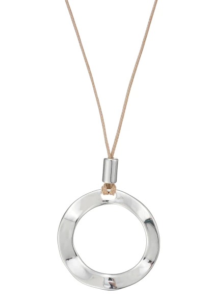 Leslii lange Halskette Kreisanhänger Textilband silber Discount Store für neue Produkte