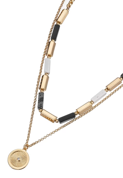 Leslii Kurze Halskette Layering Steine Gold Super Rabatt