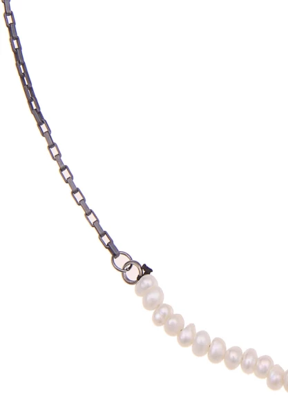 Leslii Damen-Kette Little Pearls Süßwasser-Zuchtperlen Perlen-Kette Collier Schwarz Weiß Verkauf