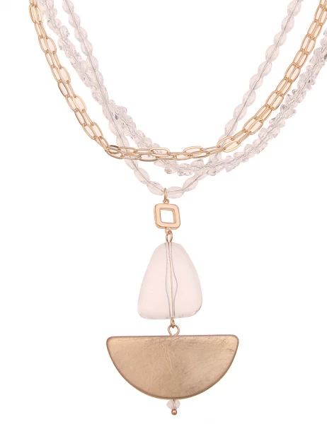 -50% SALE Leslii Lange Halskette Layering Carmen in Gold Weiß Kostenloser Versand