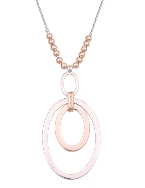 -50% SALE Leslii Lange Halskette Bicolor Ovale in Silber Rosé Sonderangebot
