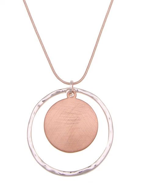 -50% SALE Leslii Damen-Kette Bicolor Ring-Anhänger Schlangen-Kette lange Modeschmuck-Kette Silber R Rabatt