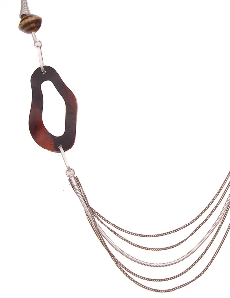 -50% SALE Leslii Lange Halskette Modern Swing in Braun Silber Günstig kaufen
