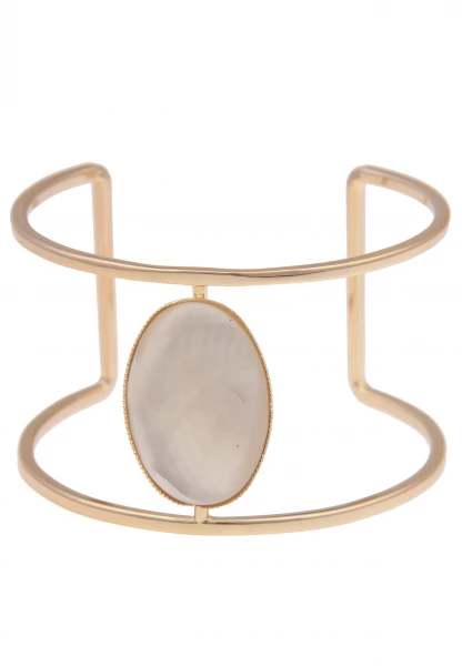 -50% SALE Leslii Armband Armreif XXL Oval-Look in Gold Weiß Vatertagsangebot