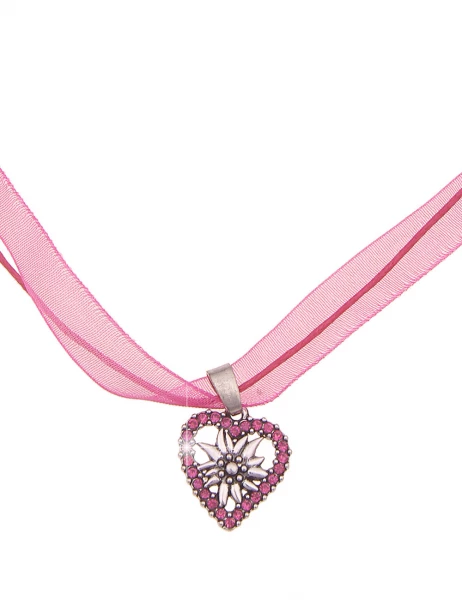 -50% SALE Leslii Damen-Kette Edelweiß Herz-Kette Dirndl Oktoberfest kurze Kette Modeschmuck Pink Sil Heißer Verkauf