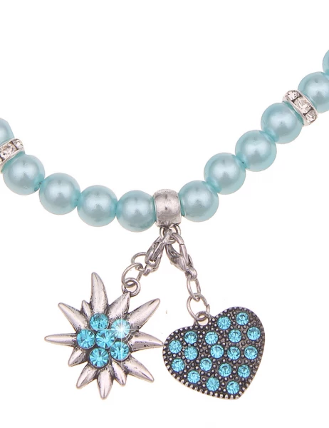 -50% SALE Leslii Damen-Kette Heidi Edelweiß Herz-Kette Dirndl Oktoberfest kurze Kette Modeschmuck Bl Online Outlet