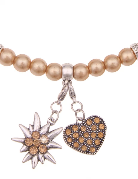-50% SALE Leslii Damen-Kette Heidi Edelweiß Herz Dirndl Oktoberfest kurze Kette Modeschmuck Braun Bestseller