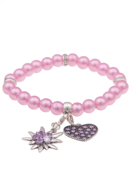-50% SALE Leslii Damen-Armband Heidi Edelweiß Herz-Armband Dirndl Oktoberfest Perlen Rosa Kauf eins, bekomm eins gratis