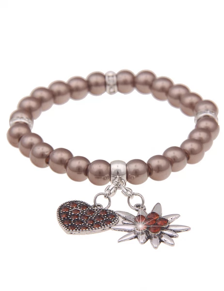 -50% SALELeslii Damen-Armband Heidi Edelweiß Herz-Armband Dirndl Oktoberfest Perlen Braun Tägliche Deals
