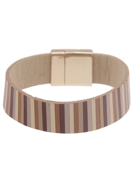 Leslii Armband Statement Streifen-Muster in Braun Gold Begrenzte Freigabe