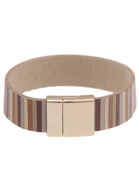 Leslii Armband Statement Streifen-Muster in Braun Gold Begrenzte Freigabe