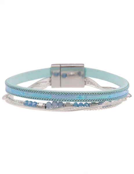 -50% SALE Leslii Armband Metallic Glasperlen in Silber Blau Clearance-Verkauf