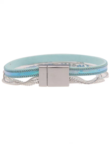 -50% SALE Leslii Armband Metallic Glasperlen in Silber Blau Clearance-Verkauf