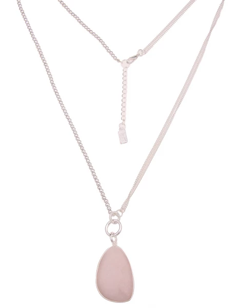 -50% SALE Leslii Lange Halskette Statement Naturstein in Silber Rosa zollfrei