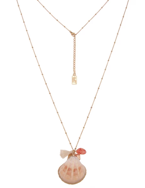 -50% SALE! Leslii Lange Halskette Muschel in Gold Pink Outlet