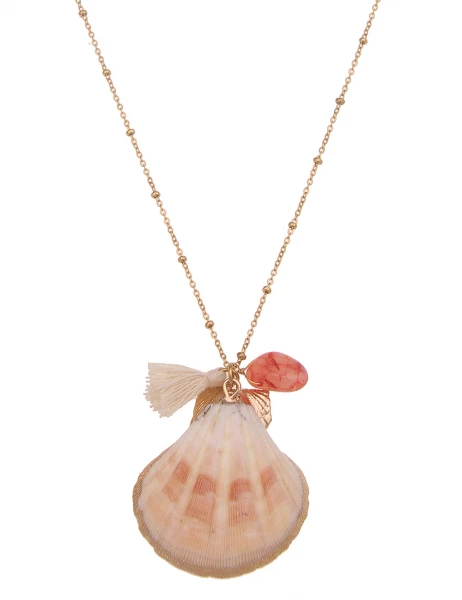 -50% SALE! Leslii Lange Halskette Muschel in Gold Pink Outlet