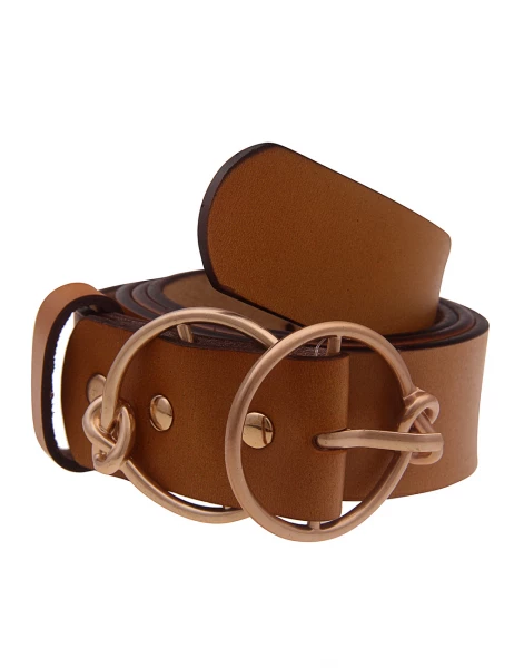 -70% SALE! Leslii Damen-Gürtel Basic Gürtel Doppel-Schließe Knoten in Braun Angebote