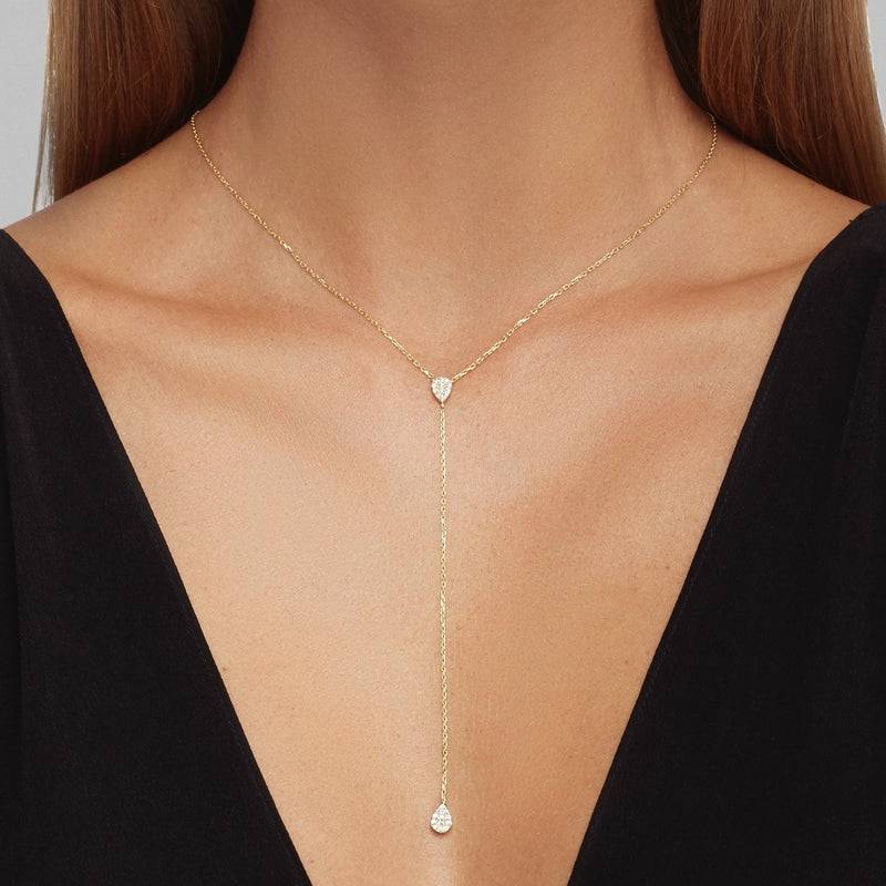 Mosuo Jewellery Teardrop Lariat Halskette - Vermeil Vierteljährliche Förderung