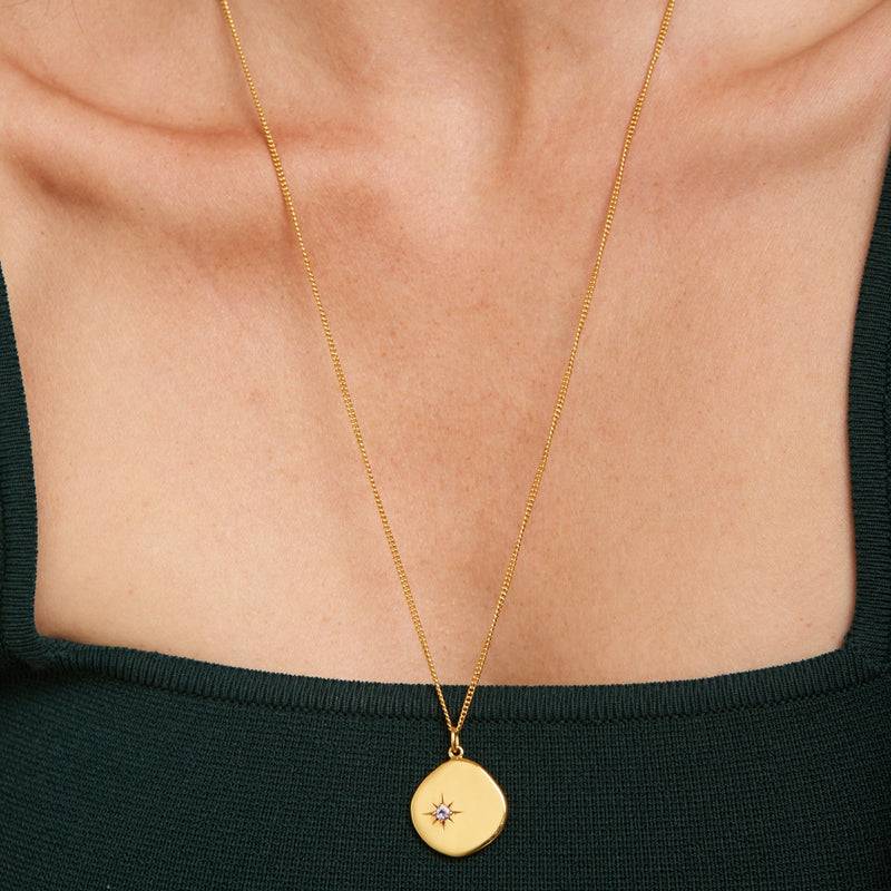 Mosuo Jewellery Geburtsstein Halskette Februar - Vermeil & Amethyst 50% Rabatt für begrenzte Zeit