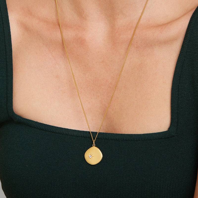 Mosuo Jewellery Geburtsstein Halskette Juni - Vermeil & Mondstein Outlet