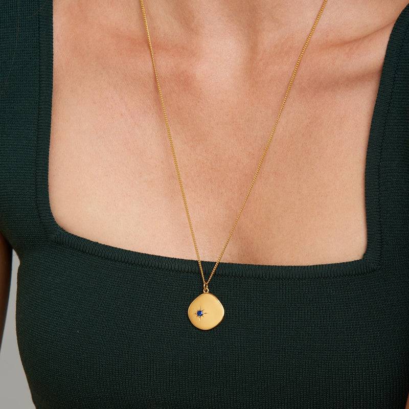 Mosuo Jewellery Geburtsstein Halskette September - Vermeil & Lapis Lazuli Angebote