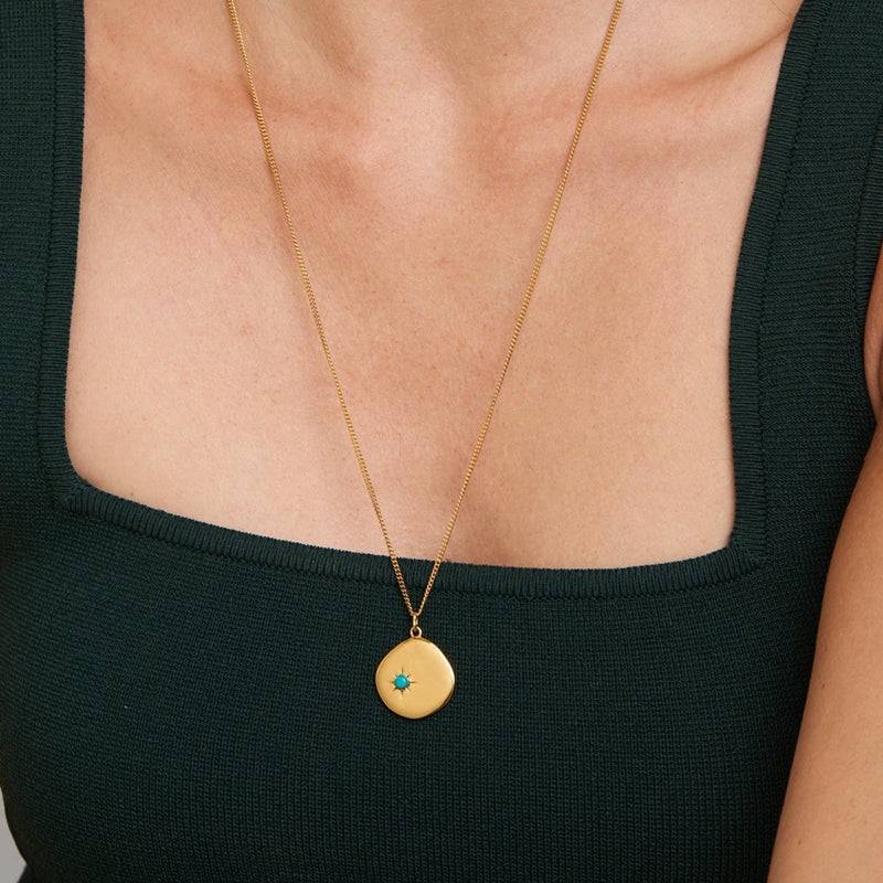 Mosuo Jewellery Geburtsstein Halskette Dezember - Vermeil & Türkis Schlussverkauf