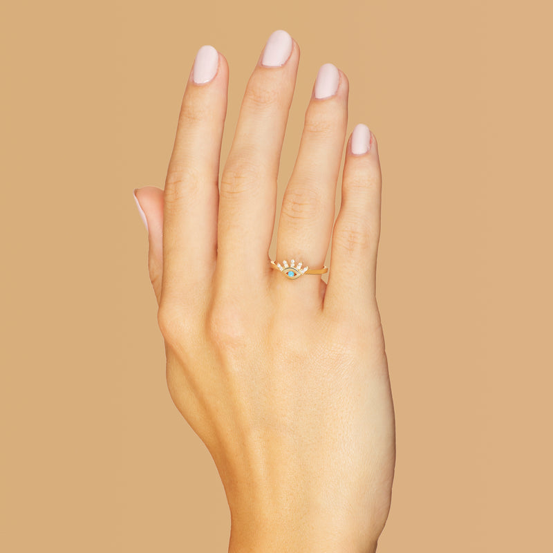 Mosuo Jewellery Türkis Diamant Evil Eye Ring Limitierter Zeitrabatt