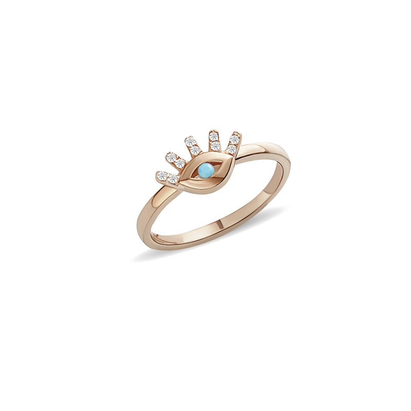 Mosuo Jewellery Türkis Diamant Evil Eye Ring Limitierter Zeitrabatt