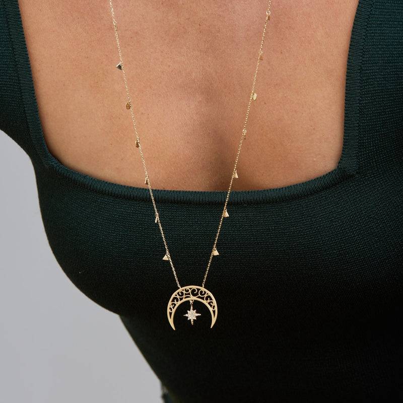 Mosuo Jewellery Diamant Mond & Stern Halskette Sonderangebote