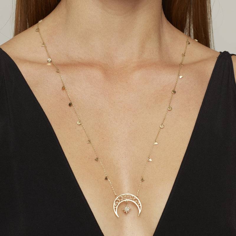 Mosuo Jewellery Diamant Mond & Stern Halskette Sonderangebote