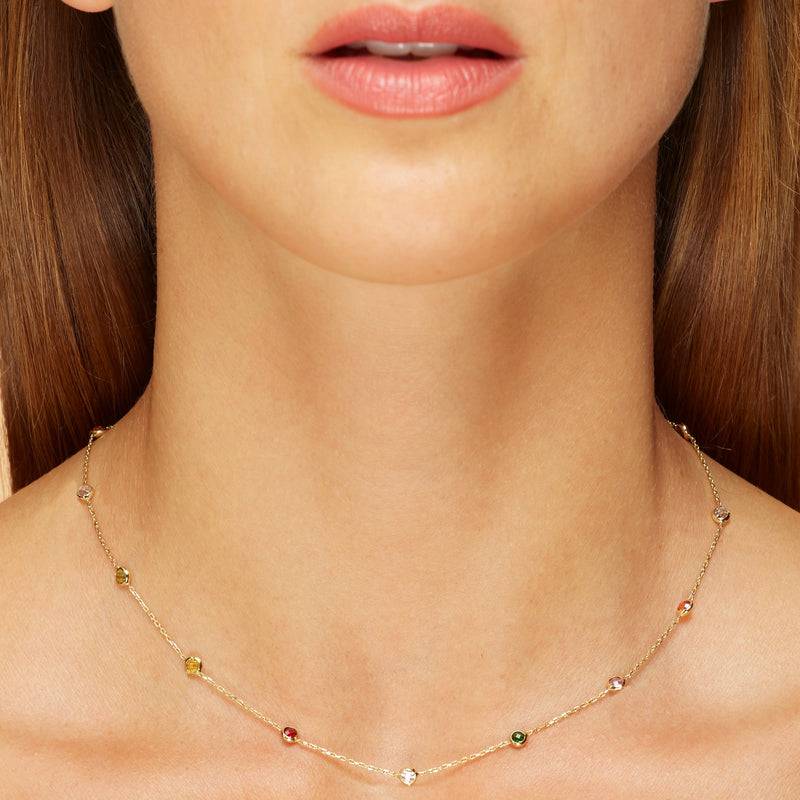 Mosuo Jewellery Regenbogen Halskette mit Steinen Neueste Stile