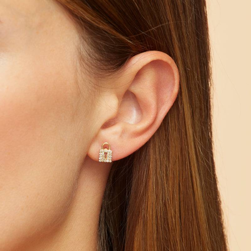 Mosuo Jewellery Schloss und Schlüssel Diamant Ohrstecker Sonderangebot
