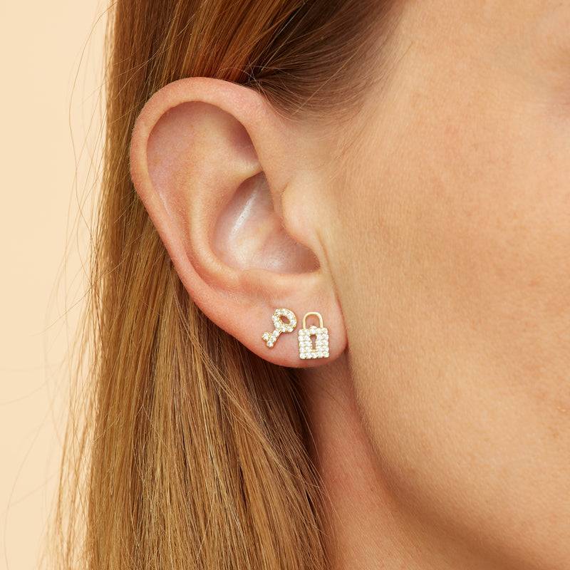 Mosuo Jewellery Schloss und Schlüssel Diamant Ohrstecker Rabatt
