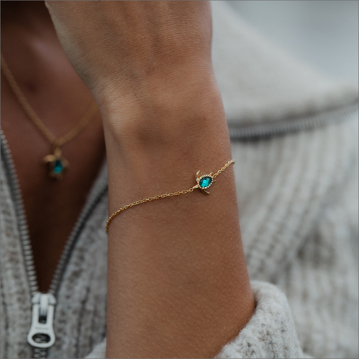 Paul Hewitt Turtle Mono Armkette Aquamarine Gold Kostenlose Rückgabe
